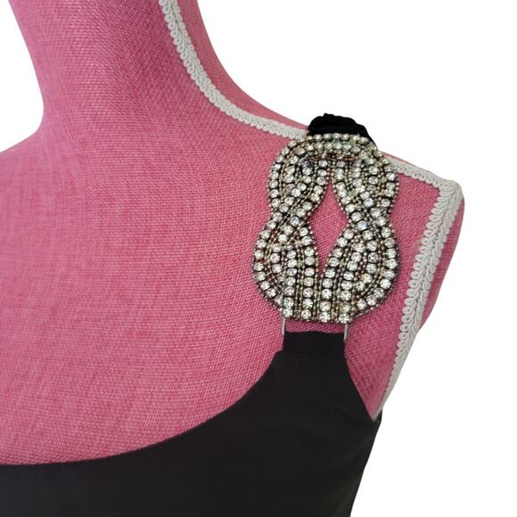 Taboo vintage Y2k Black Bodycon Rhinestone party sexy Mini Dress - Picture 9 of 15